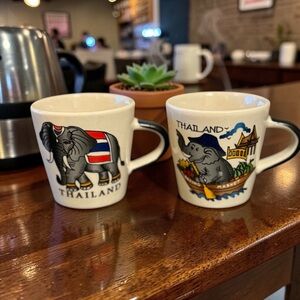 Thailand Espresso Cup Set (2) Elephant Design – Travel Souvenir 🇹🇭